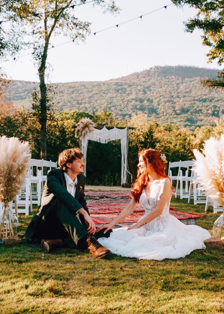 North Georgia wedding captured on film of Julia and Noah surrounded by mountain landscape