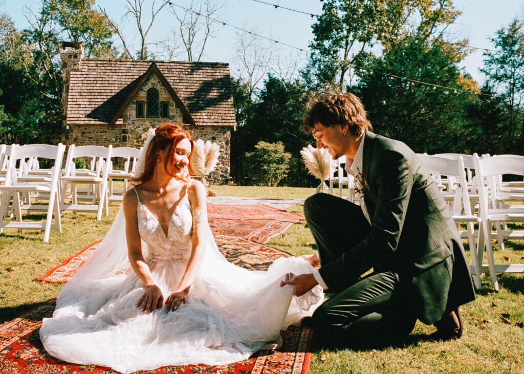 North Georgia wedding captured on film of Julia and Noah surrounded by mountain landscape